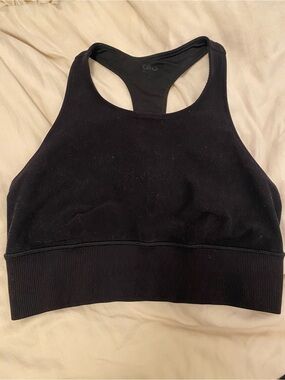 ALO Alosoft Serenity Bra (Medium) Black High-Neck Racerback